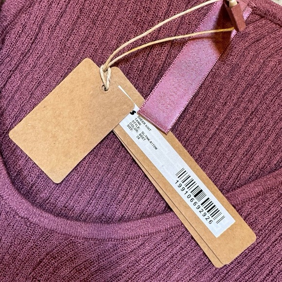 NWT Skims Sheer Knit Plunge Tank Top Beet Size 2X - Picture 4 of 4